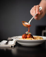 Spaghetti and meatballs