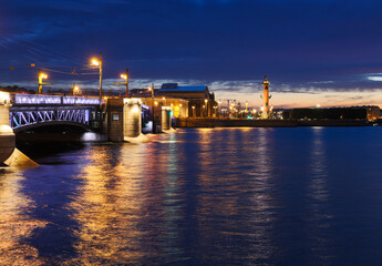 Fototapeta na wymiar beautiful view of the river and bridge in the European city during the white nights