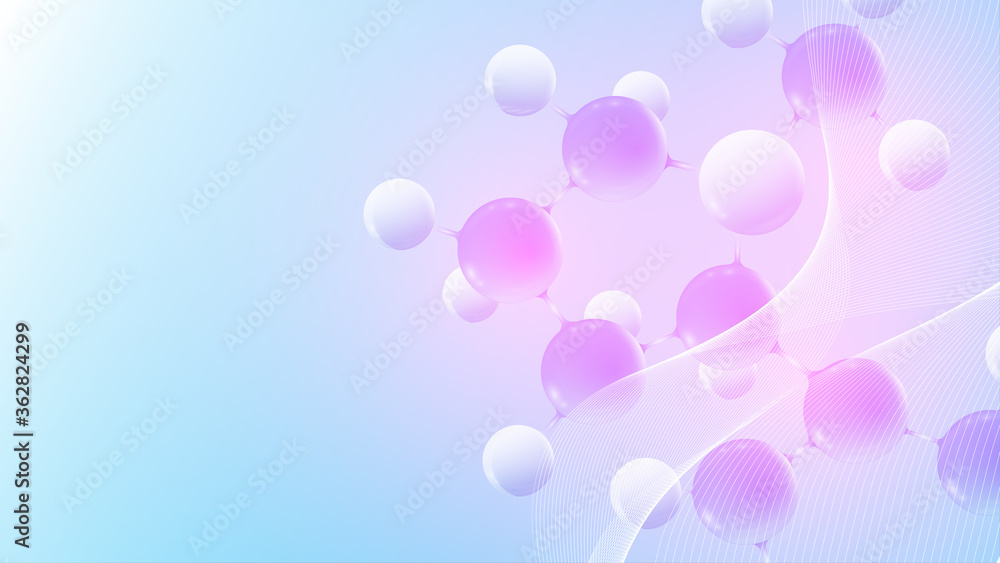 Aufkleber Molecular 3d vector structure molecule or atom. Scientific vector illustration for Science or Medical background. Molecular innovation model. Abstract biotechnological background chemistry research.