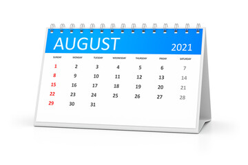 table calendar 2021 august