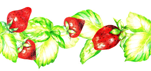 Strawberries. Seamless. Watercolor (4)