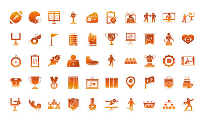 american football game sport professional and recreational icons set gradient design icon