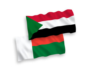 Flags of Sudan and Madagascar on a white background