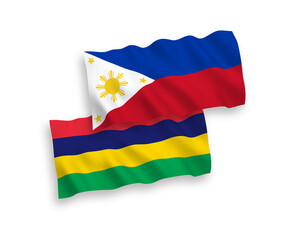 Flags of Mauritius and Philippines on a white background