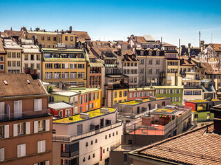 Fototapeta na wymiar Maisons colorées de Lausanne