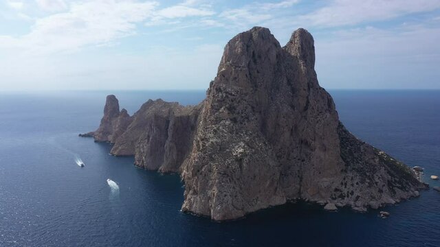 Aerial view of Es Vedra, Famous island near Ibiza. Balearic Islands, Spain.