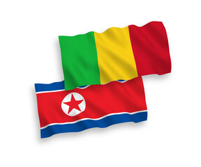 Flags of North Korea and Mali on a white background
