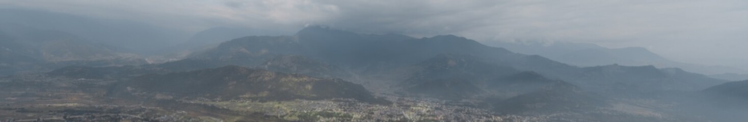 Panoramic view over Pokhara and mountains, Nepal from Sarangkot hill