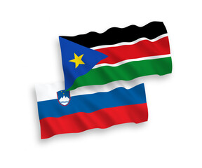 Flags of Slovenia and Republic of South Sudan on a white background
