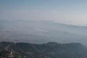 Obraz premium View over Pokhara and mountains, Nepal from Sarangkot hill