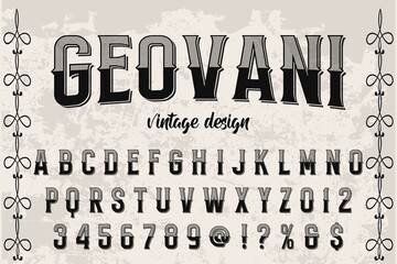 vintage font, alphabet typeface vector, alphabet lettering white style background
