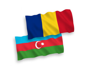 Flags of Romania and Azerbaijan on a white background
