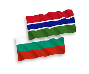 Flags of Republic of Gambia and Bulgaria on a white background