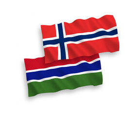 Flags of Norway and Republic of Gambia on a white background
