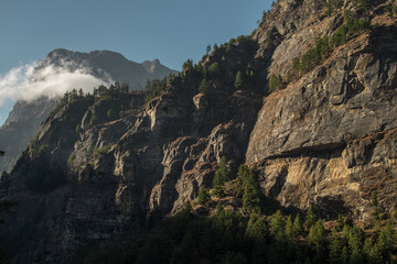 Nepalese mountain ranges along Annapurna circuit, Nepal
