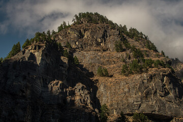 Nepalese mountain ranges along Annapurna circuit, Nepal