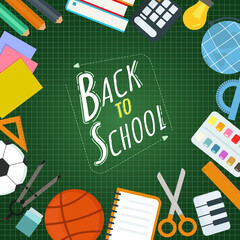 Back to school and educational concept background design with school supplies. vector illustration.