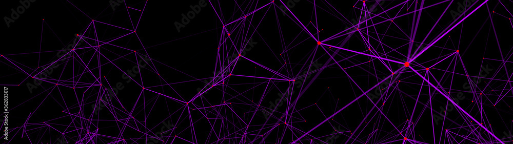 Poster digital plexus of glowing lines and dots. abstract background. 3d rendering. network or connection. 