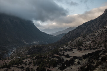 Mountains surrounding Upper Pisang, Annapurna circuit, Nepal