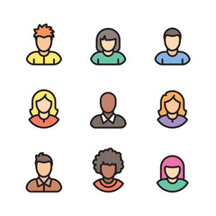 Simple Avatars suitable for profile page, social network, social media, infographics, print, and interfaces. Vector Avatar collection with man and woman characters.