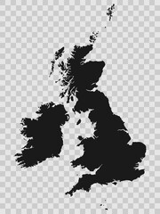 Great Britain - high detailed vector map on transparent background