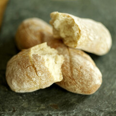 Close up of ciabatta crock on table