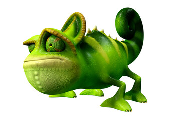 3D Rendering Green Chameleon on White © photosvac