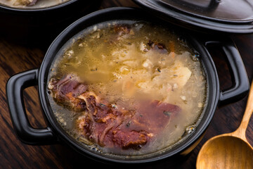 Cabbage soup with meat. Farm-style