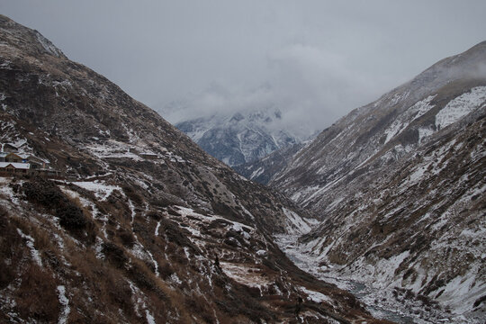 Marshyangdi river by Ledar village, Annapurna circuit, Nepal