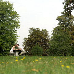 Couple kissing in the park