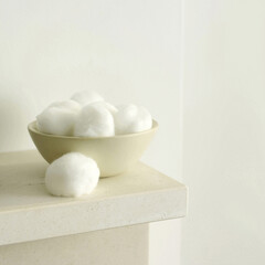 A bowl of cotton balls