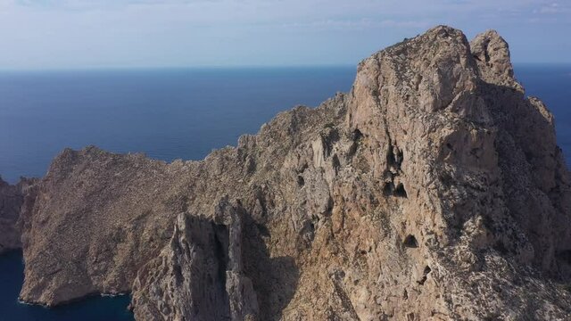 Aerial view of Es Vedra, Famous island near Ibiza. Balearic Islands, Spain.