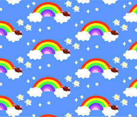 wallpaper for the kids room. cloud rainbow mouse