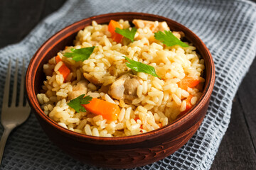 Chinese rice with vegetables and chicken