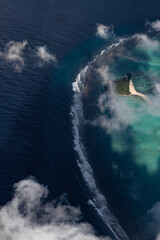 Aerial view of the Maldivian atolls the islands in the ocean with carols and the turquoise beautiful water - 362840418