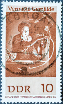 GERMANY, DDR - CIRCA 1967: A Postage Stamp From Germany, GDR Showing Missing Painting: Gerard Dou