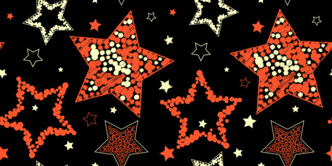 Stars seamless pattern. Design for fabric, wrapping paper, background, wallpaper. Vector.