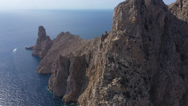 Aerial view of Es Vedra, Famous island near Ibiza. Balearic Islands, Spain.