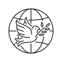 NGO (non governmental organization) black line icon. Non profit community. International volunteer. Pictogram for web page, mobile app, promo.