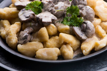 Gnocchi with a mushroom cream sauce