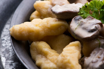 Gnocchi with a mushroom cream sauce