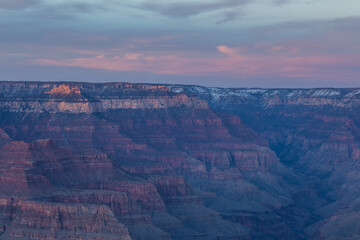 Fototapeta na wymiar Grand Canyon at sunset, in Grand Canyon National Park, Arizona, winter time.