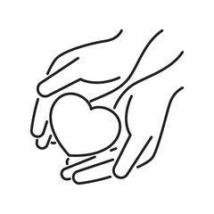 Charity, humanitarian aid black line icon. Non profit community. Outline pictogram for web page, mobile app, promo.