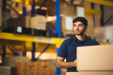 warehouse worker working in storage department, Working at warehouse.