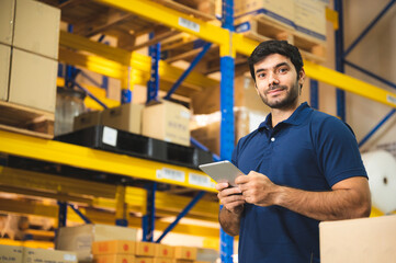 warehouse worker working in storage department, Working at warehouse.