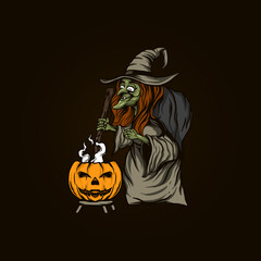 Witch illustration Halloween