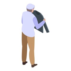 Man take clothes icon. Isometric of man take clothes vector icon for web design isolated on white background