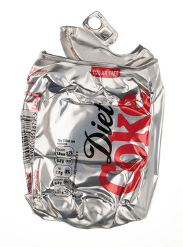 London, England - October 26, 2009:  Crushed Can of Diet Coke, Diet Coke is made by The Coca-Cola Company and was first introduced in 1982.