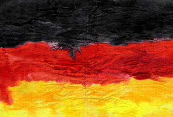 Rumpled flag of Germany. Watercolor texture, hand-drawing.