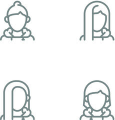Female avatar icon set. Simple woman avatar vector icon set. Signs and symbols for web logo mobile app UI. Pixel Perfect.